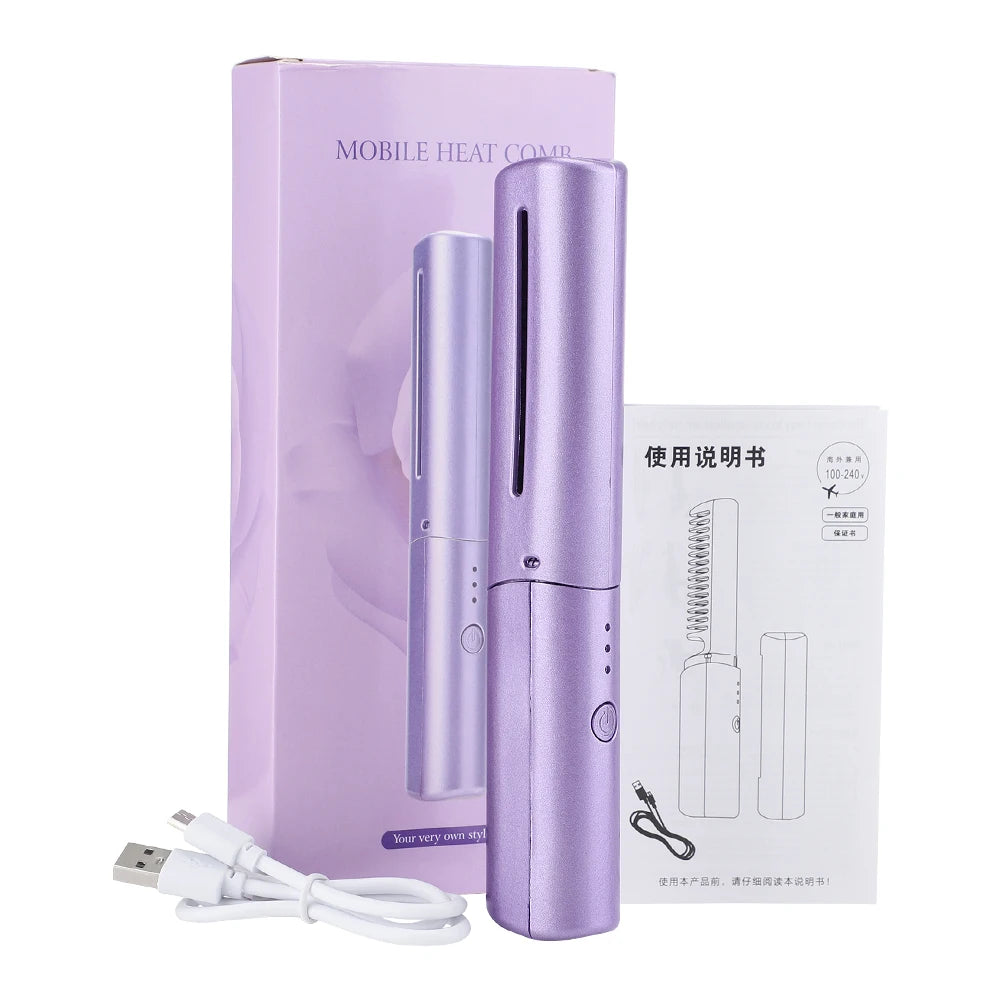 Hot Comb Straightener Professional Quick Heated Electric Wireless Hair Straighten Personal Care Multifunctional Hairstyle Brush