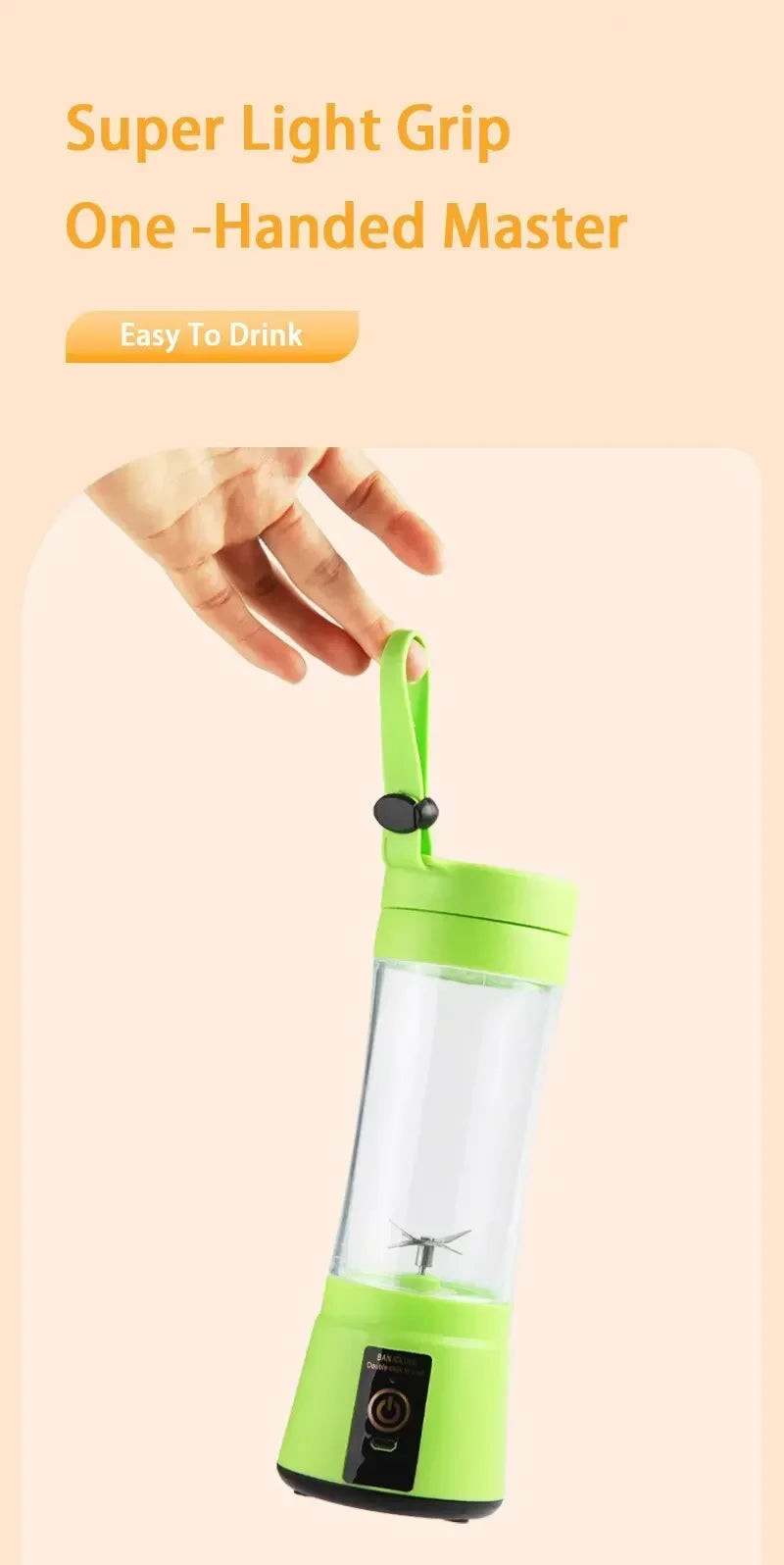 USB Portable Mini Blender | 6-Blade Smoothie Maker for Home, Gym & Travel