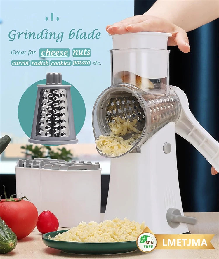 5-in-1 Rotary Cheese Grater & Vegetable Slicer — Grate, Slice & Shred in Seconds
