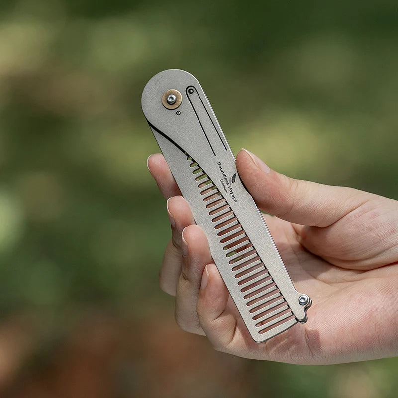 Boundless Voyage Titanium Foldable Comb Outdoor Camping Hair Bangs Beard Comb Personal Care Tool