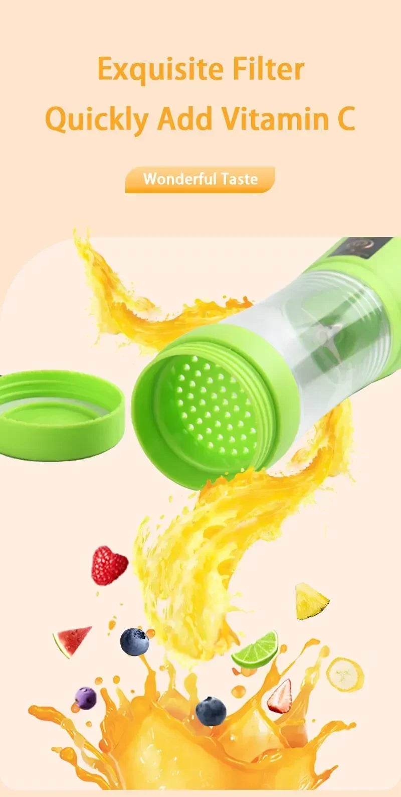USB Portable Mini Blender | 6-Blade Smoothie Maker for Home, Gym & Travel