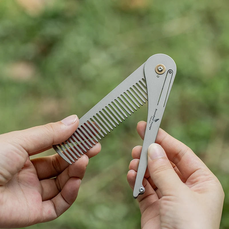 Boundless Voyage Titanium Foldable Comb Outdoor Camping Hair Bangs Beard Comb Personal Care Tool