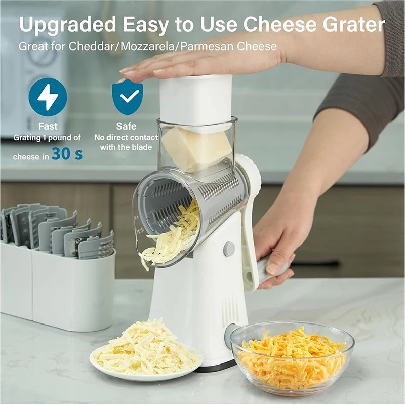 5-in-1 Rotary Cheese Grater & Vegetable Slicer — Grate, Slice & Shred in Seconds