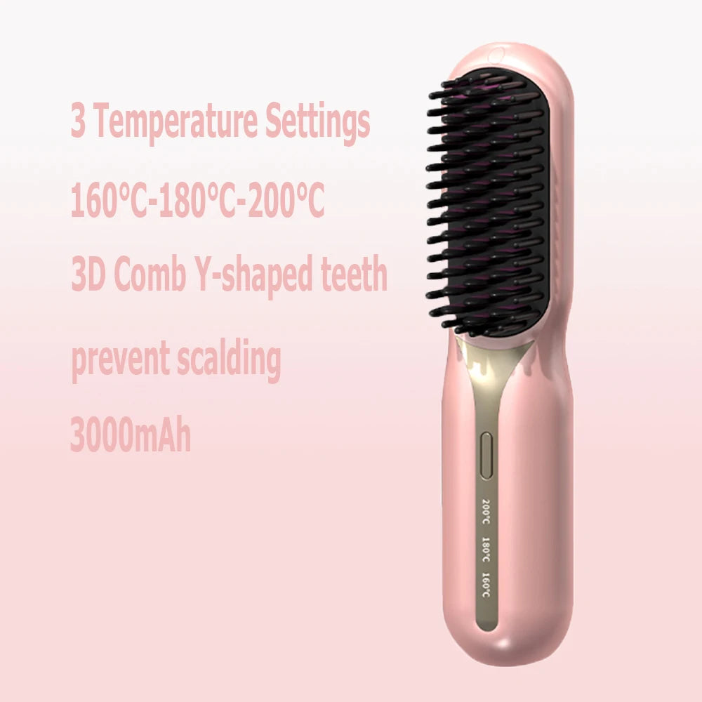 Hot Comb Straightener Professional Quick Heated Electric Wireless Hair Straighten Personal Care Multifunctional Hairstyle Brush