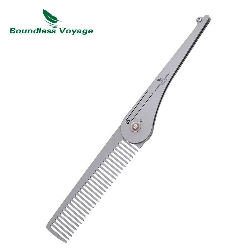 Boundless Voyage Titanium Foldable Comb Outdoor Camping Hair Bangs Beard Comb Personal Care Tool