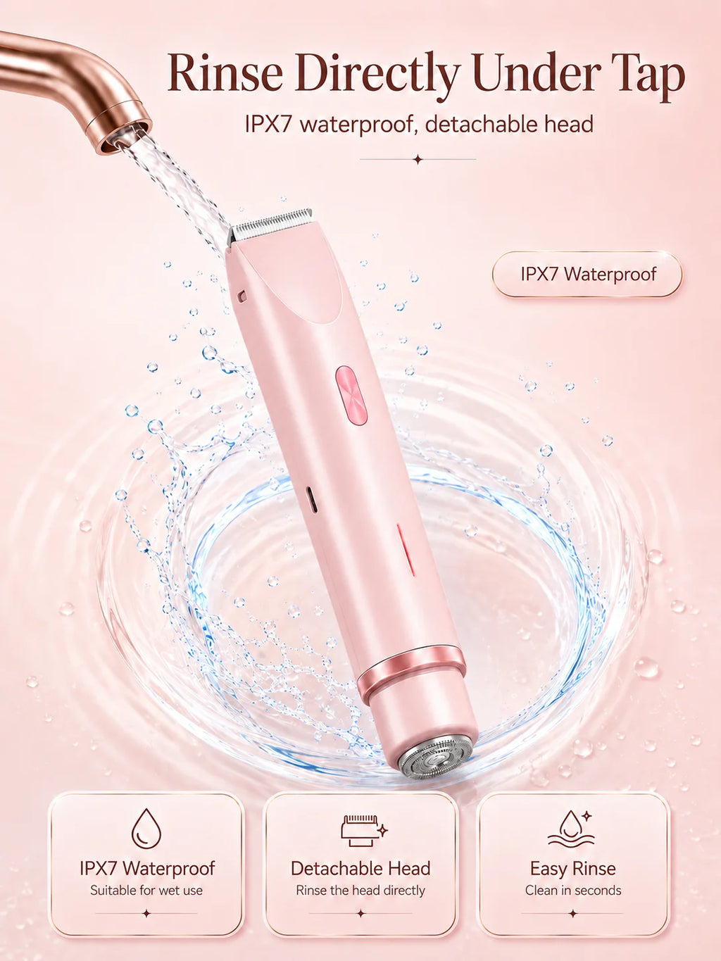 Bikini Trimmer for Women, Double Head Electric Hair Remover Shaver, Rechargeable Painless Body Groomer for Body Private Areas