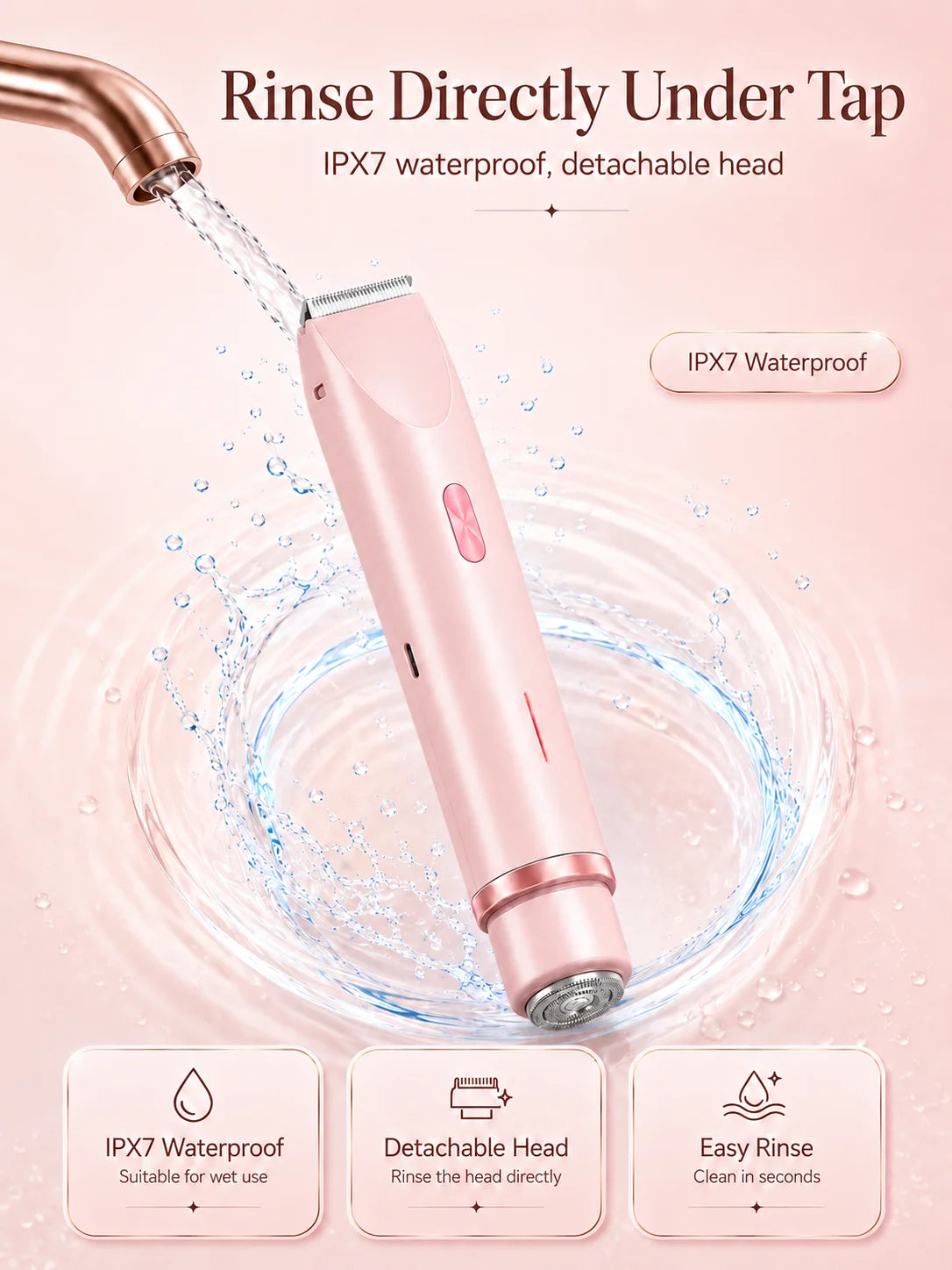 Bikini Trimmer for Women, Double Head Electric Hair Remover Shaver, Rechargeable Painless Body Groomer for Body Private Areas