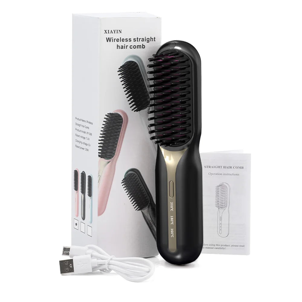 Hot Comb Straightener Professional Quick Heated Electric Wireless Hair Straighten Personal Care Multifunctional Hairstyle Brush