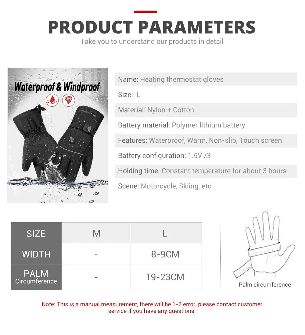 Winter Heated Gloves | Waterproof Thermal Motorcycle Gloves for Men & Women