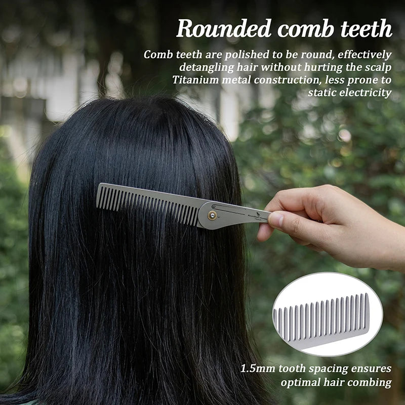 Boundless Voyage Titanium Foldable Comb Outdoor Camping Hair Bangs Beard Comb Personal Care Tool