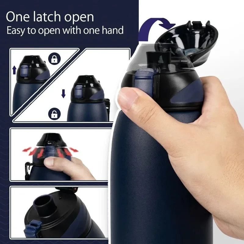 Premium Stainless Steel Vacuum Flask | Hot & Cold 24H | Travel Water Bottle