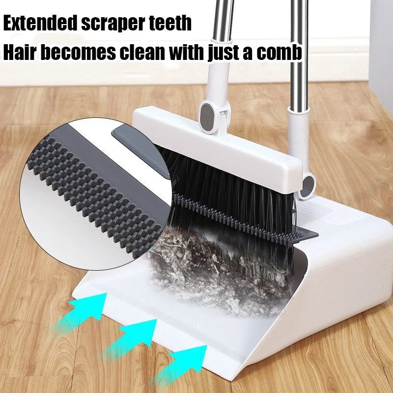 Three In One Broom And Dustpan Set For Floor Cleaning, Long Handled Broom And Dustpan For Home Offices And School Dormitories