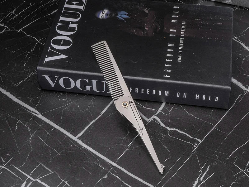 Boundless Voyage Titanium Foldable Comb Outdoor Camping Hair Bangs Beard Comb Personal Care Tool