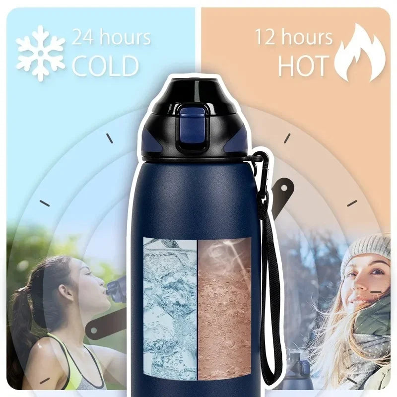 Premium Stainless Steel Vacuum Flask | Hot & Cold 24H | Travel Water Bottle