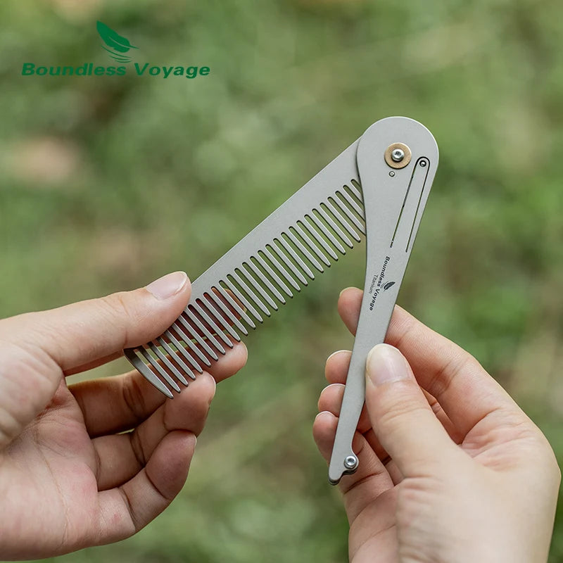 Boundless Voyage Titanium Foldable Comb Outdoor Camping Hair Bangs Beard Comb Personal Care Tool