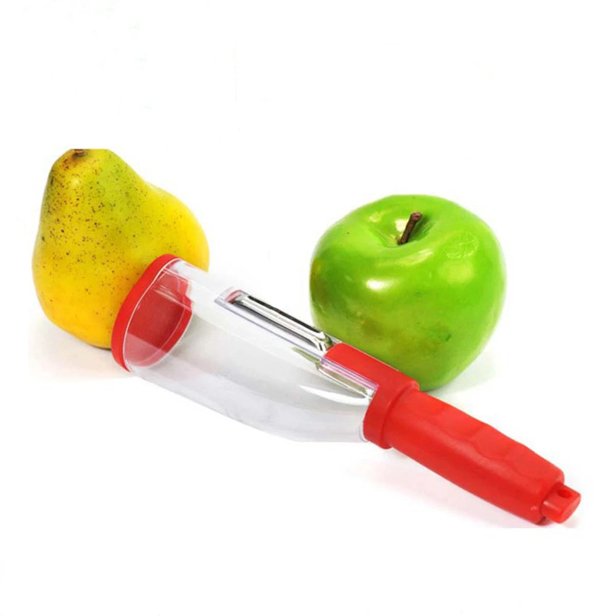 Stainless Steel Peeler with Catcher Container | Peel Without the Mess