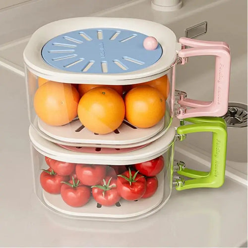 2-in-1 Fruit & Vegetable Washing Basin with Lid & Drain Basket | Fresher, Cleaner Food