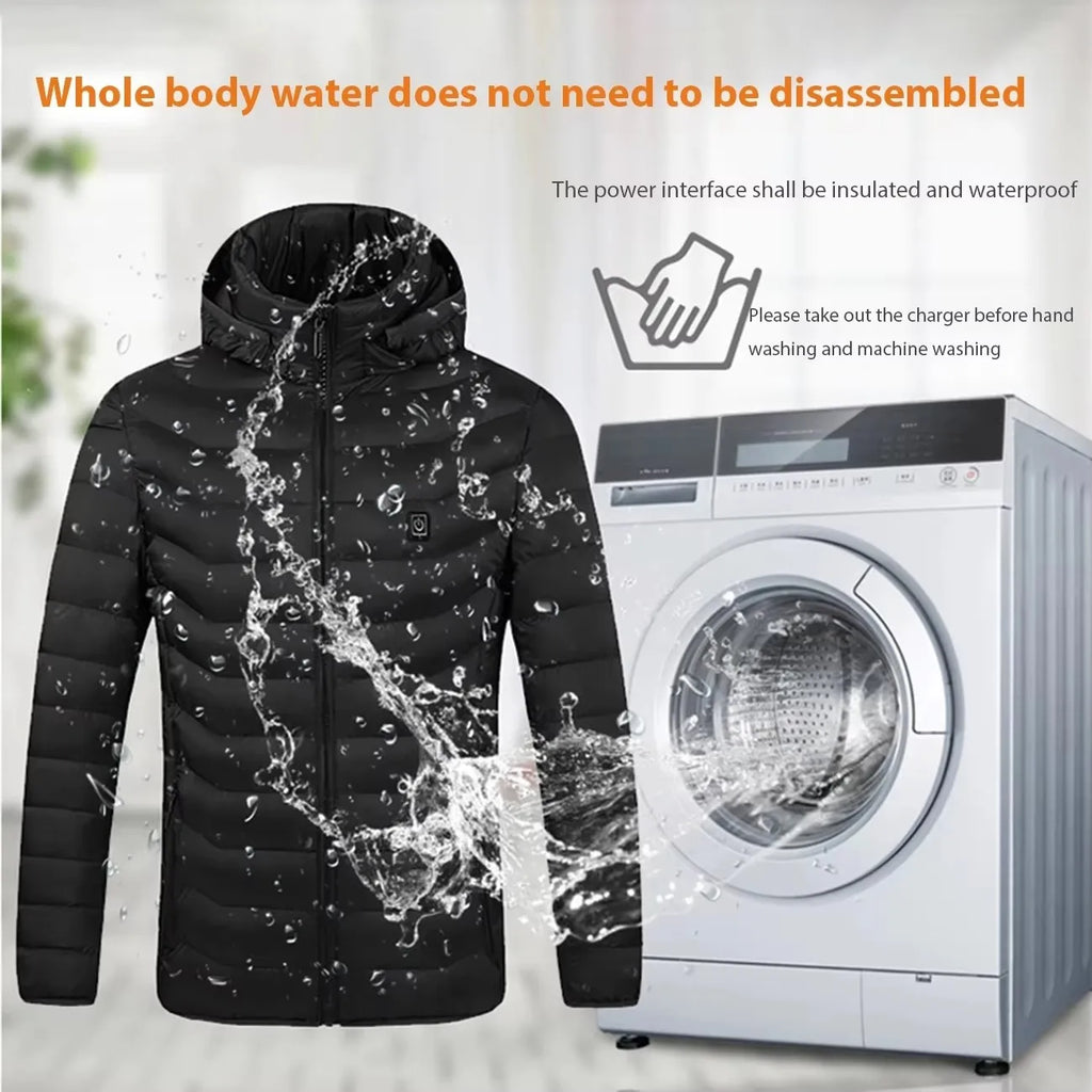 Men Heated Jacket USB Winter Outdoor Electric Heating male bobojaco Warm Sprots Thermal Coat Clothing Heatable men's parka